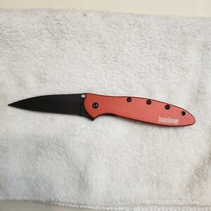Kershaw Leek 1660 RED Handle Black Blade Rear Assisted Opening
